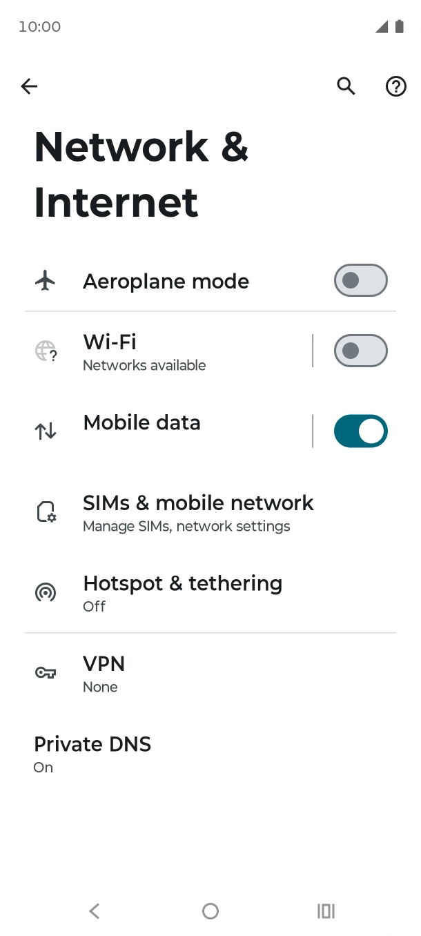 Press SIMs & mobile network.