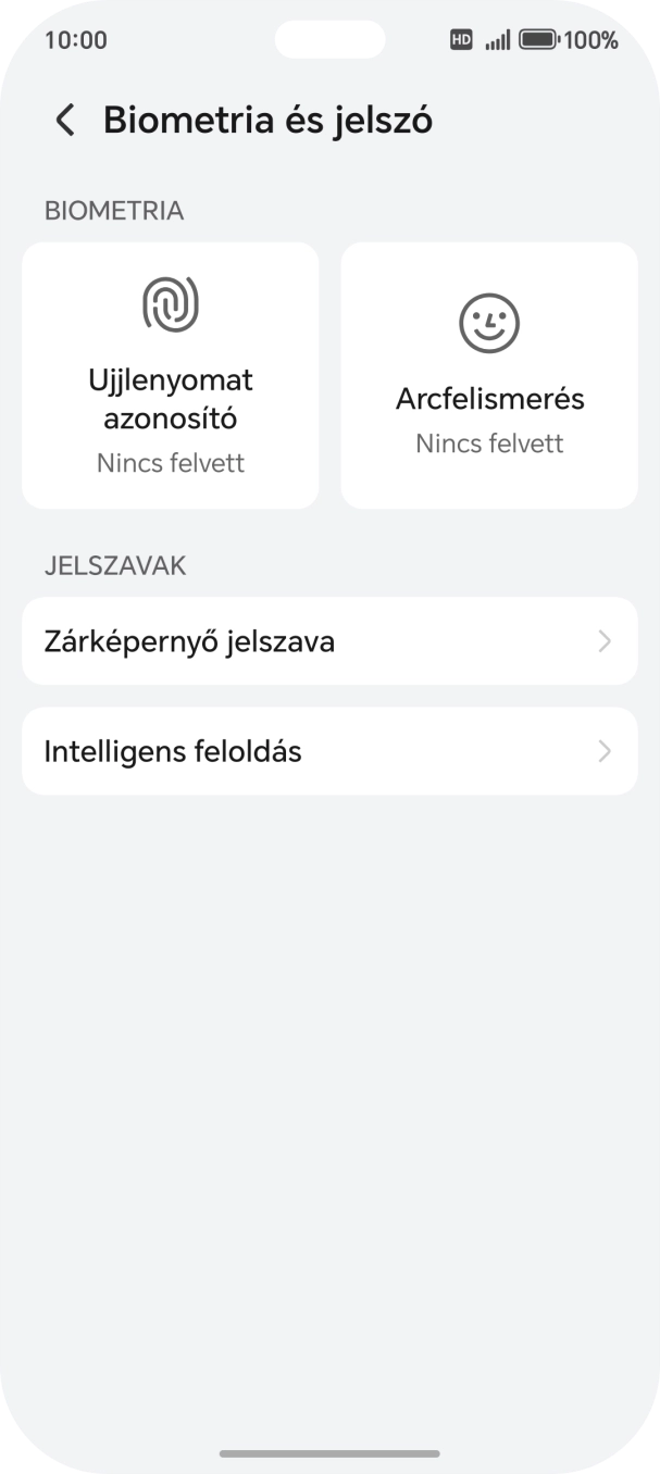 Válaszd az Ujjlenyomatazonosító lehetőséget.