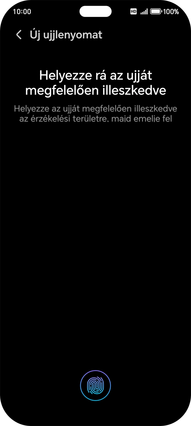 Kövesd a kijelzőn megjelenő utasításokat képernyőzár létrehozásához ujjlenyomattal.