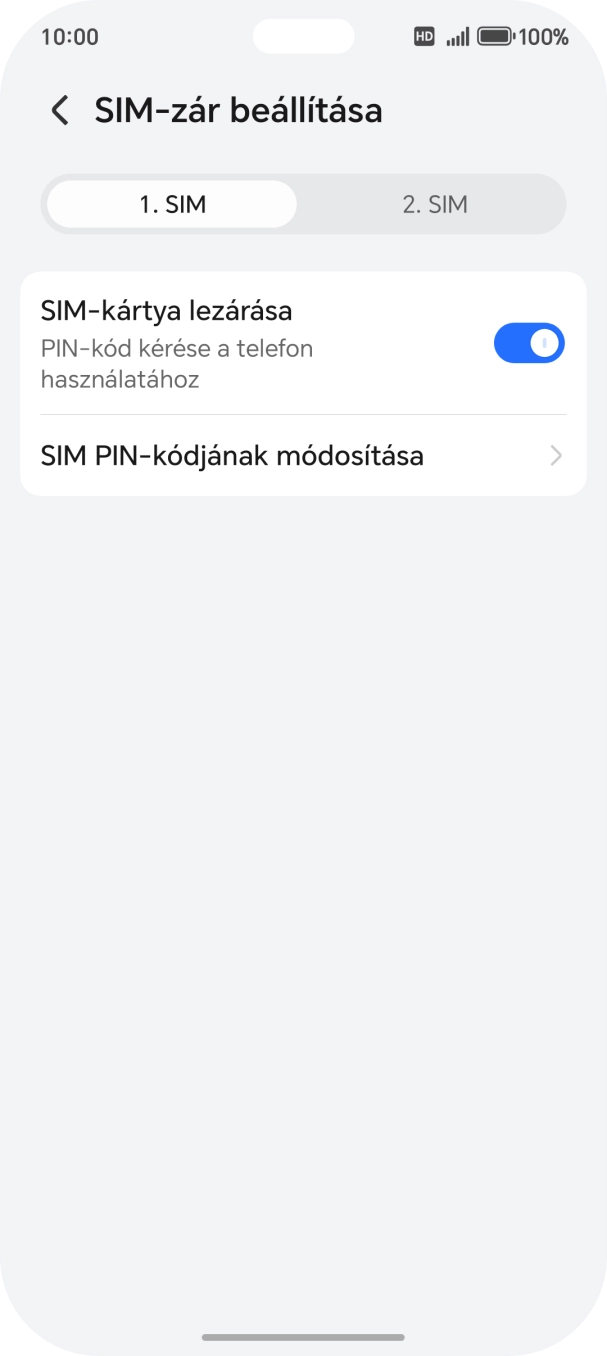 Kattints a „SIM-kártya lezárása” melletti csúszkára a funkció be- vagy kikapcsolásához. Kattints a „SIM-kártya lezárása” melletti csúszkára a funkció be- vagy kikapcsolásához.