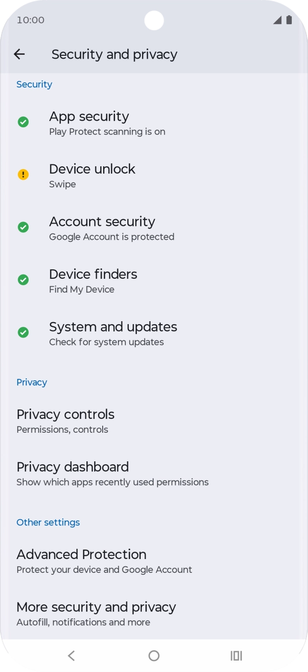 Press More security and privacy.