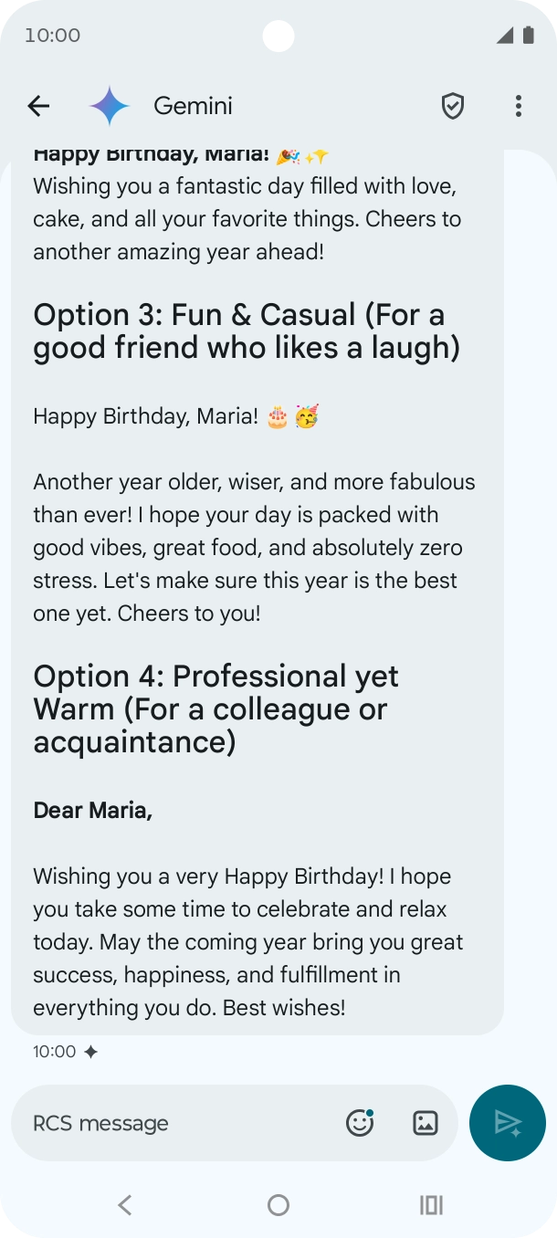The text suggestion from Gemini is displayed.