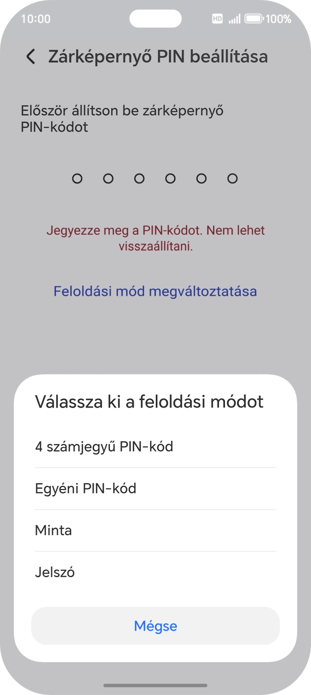 Válaszd ki a kívánt képernyőzárkódot, és kövesd a kijelzőn megjelenő utasításokat egy extra képernyőzár létrehozásához.