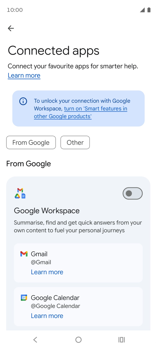 Press the indicator next to the required extension to turn on the function.