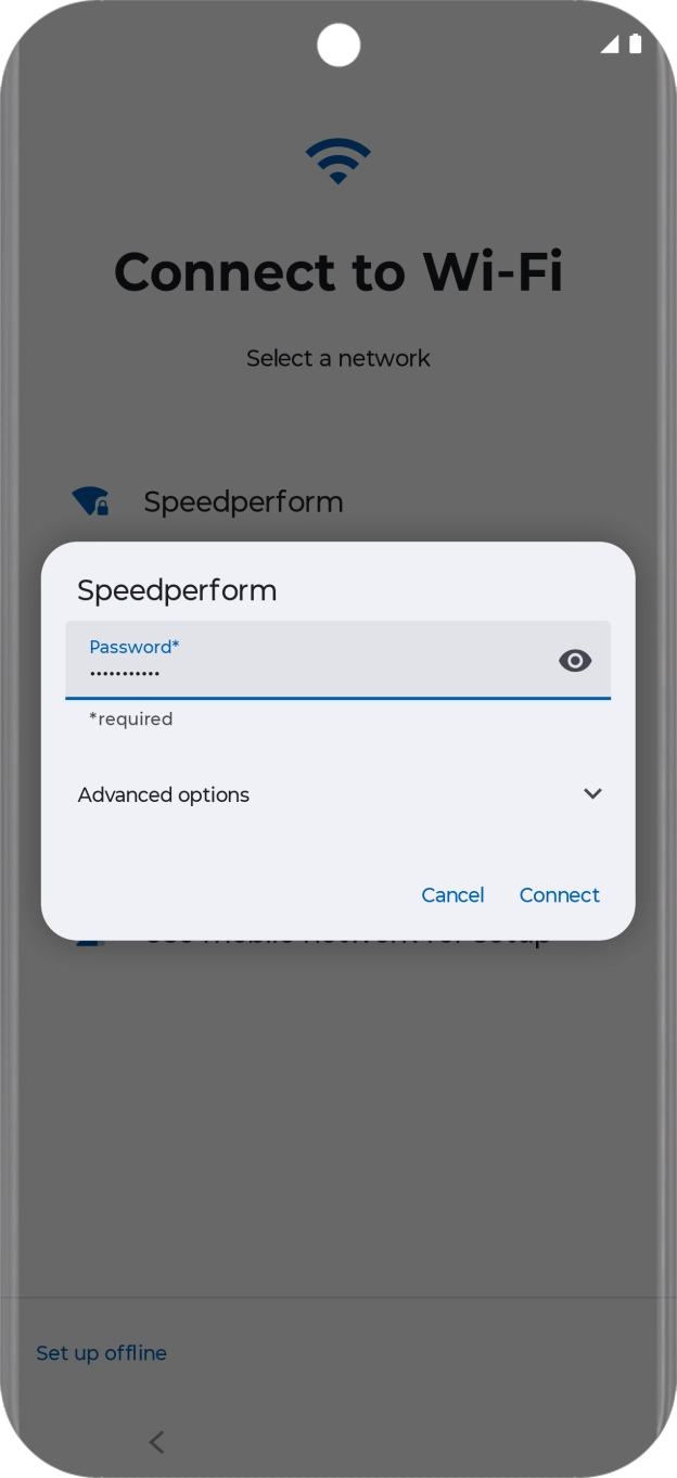 Key in the password for the Wi-Fi network and press Connect.