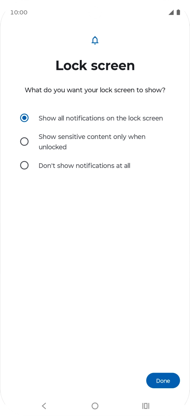 Press the required setting.