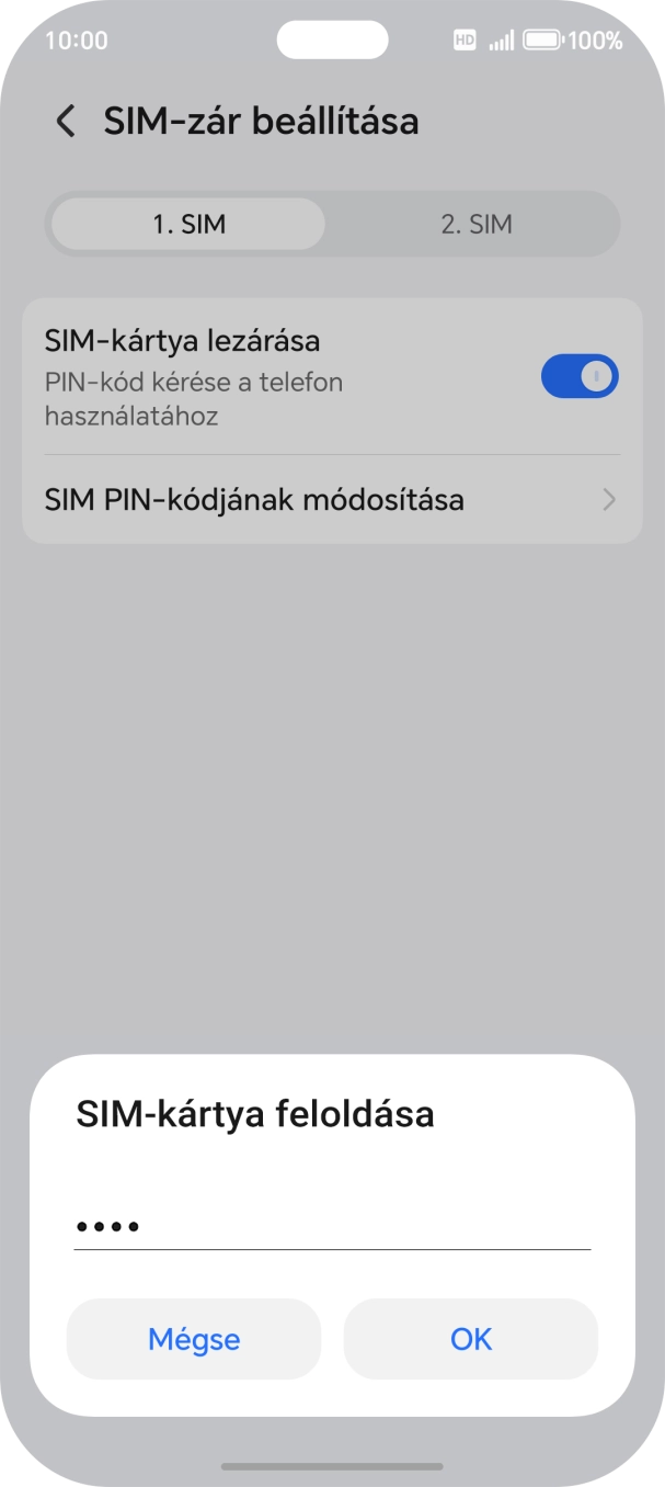 Írd be a PIN-kódot, és válaszd az OK lehetőséget. Írd be a PIN-kódot, és válaszd az OK lehetőséget.