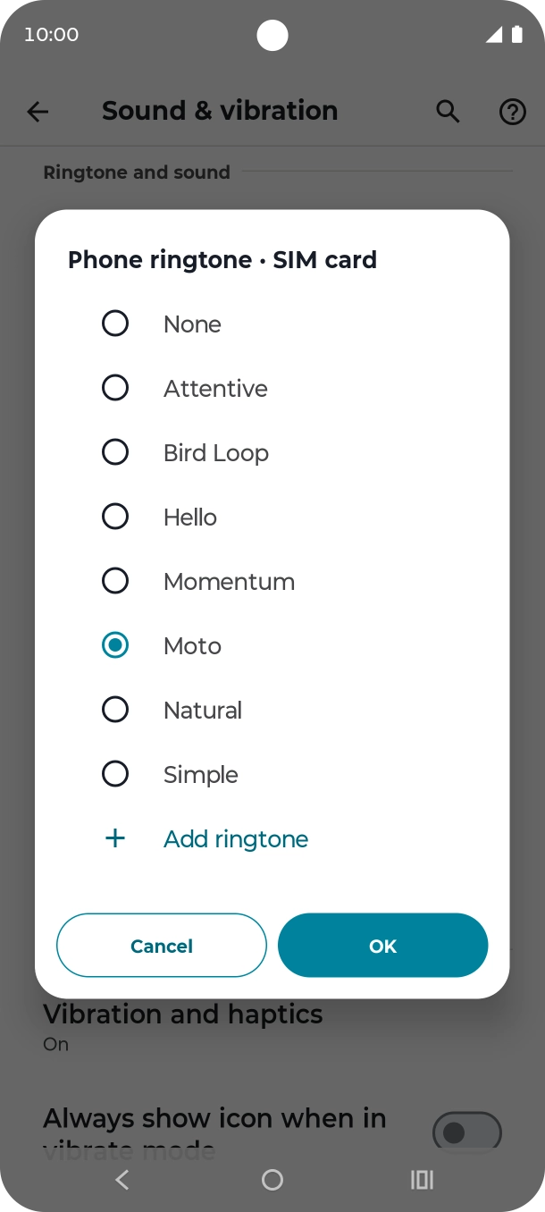 Press the different ring tones to hear them.