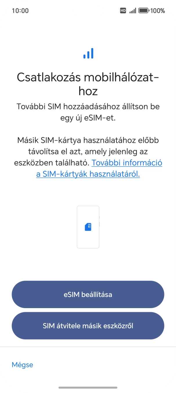 Válaszd az eSIM beállítása lehetőséget.