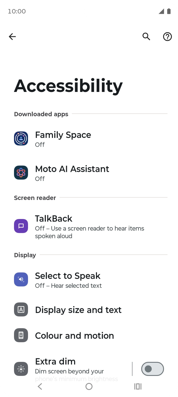 Press TalkBack and follow the instructions on the screen to select the required settings.