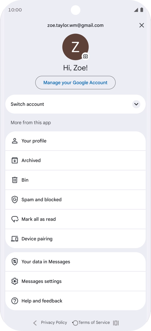 Press Messages settings.