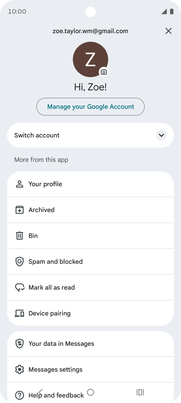 Press Messages settings.