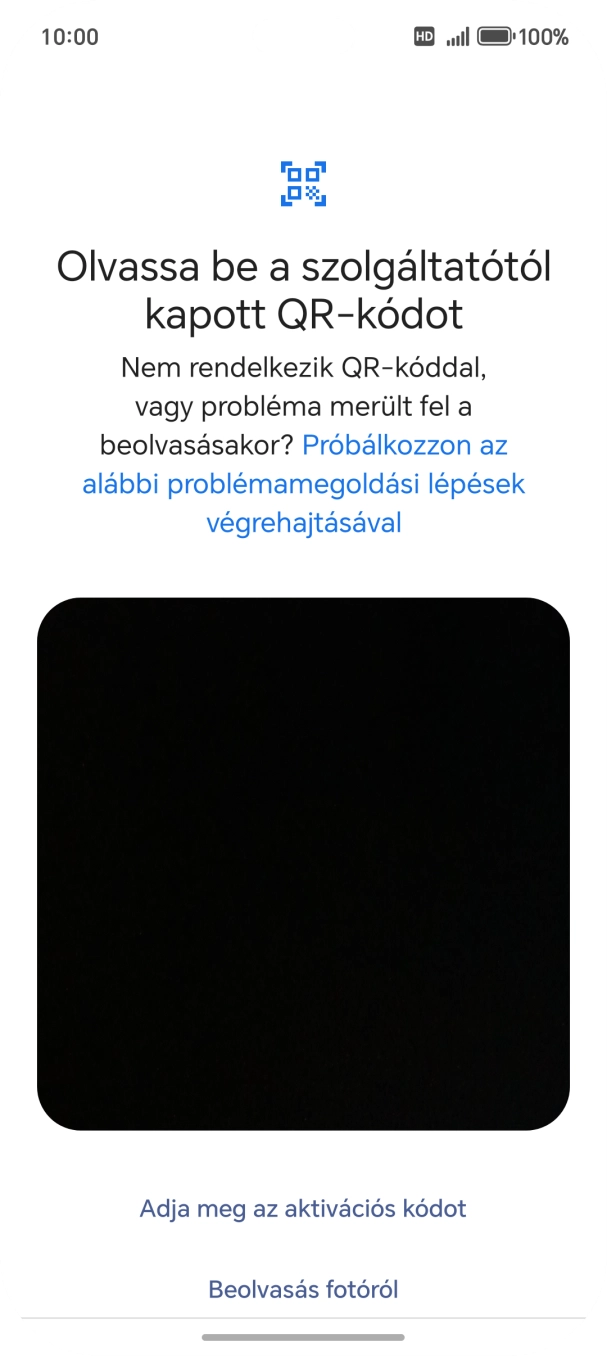Helyezd az elküldött QR-kódot a telefon kameráján látható kereten belülre a kód beszkenneléséhez.