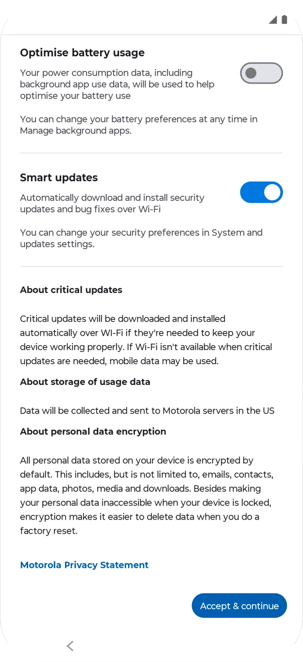 Press the indicators next to the required settings to select them.