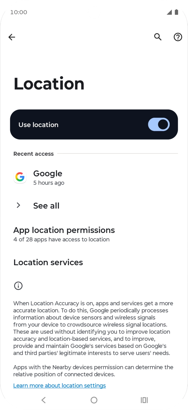Press App location permissions. Press App location permissions.
