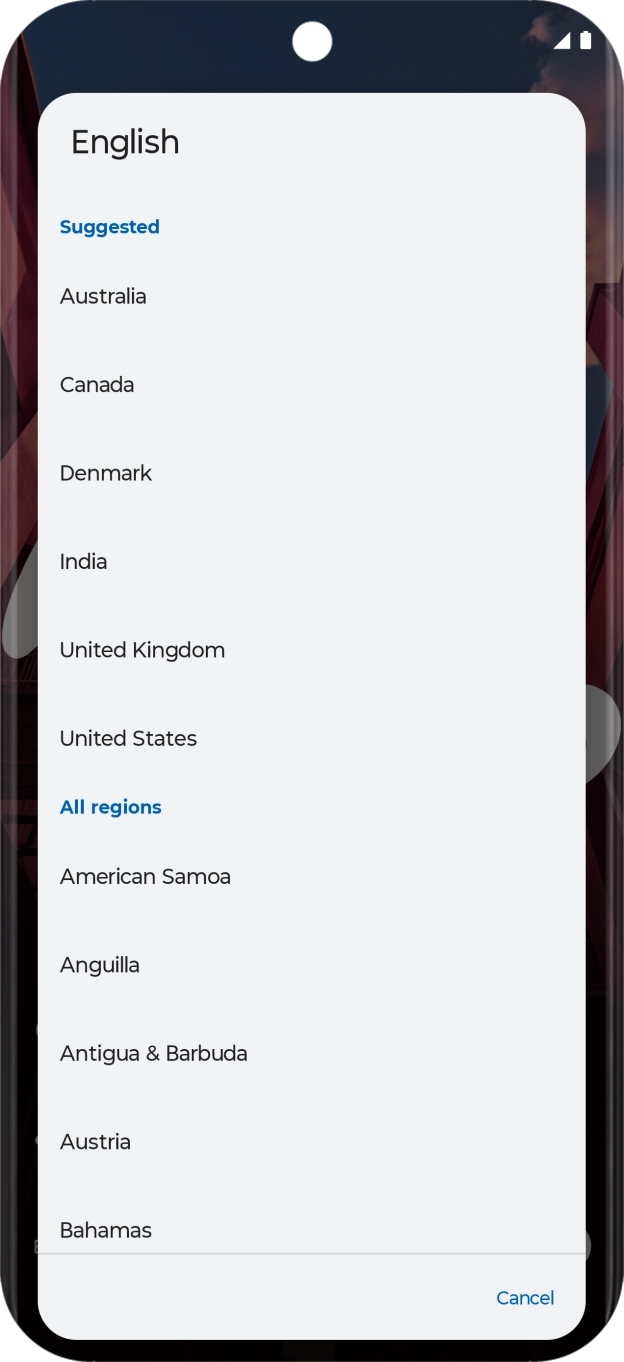 Press the required country or area.