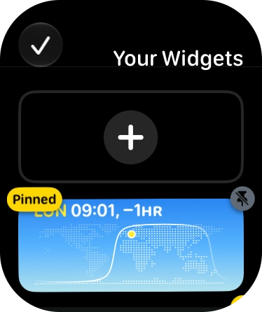 Press the pin widget icon on the required widget to pin it to the top of the stack.