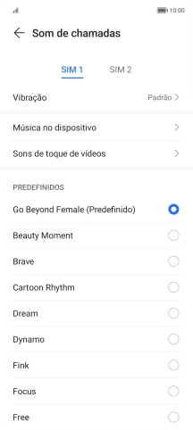 Prima os tons de toque pretendidos para os ouvir.