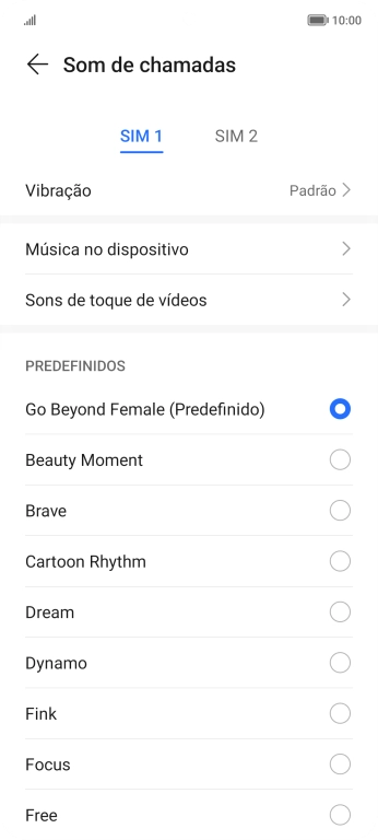 Prima os tons de toque pretendidos para os ouvir.