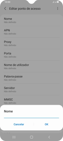 Introduza Vodafone Internet e prima OK.