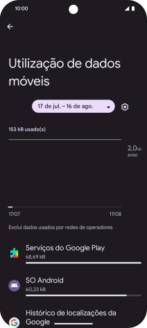 O consumo de dados de cada aplicação é mostrado sob o nome da aplicação.
