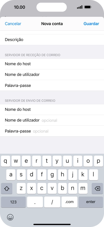 Prima Nome de utilizador e introduza o nome de utilizador da sua conta de e-mail na Vodafone.