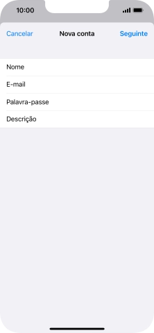 Prima Descrição e introduza o nome pretendido da conta de e-mail.
