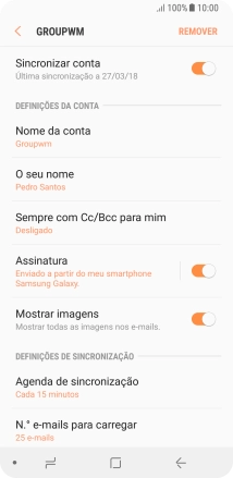 Prima Nome da conta e introduza o nome pretendido da conta de e-mail.