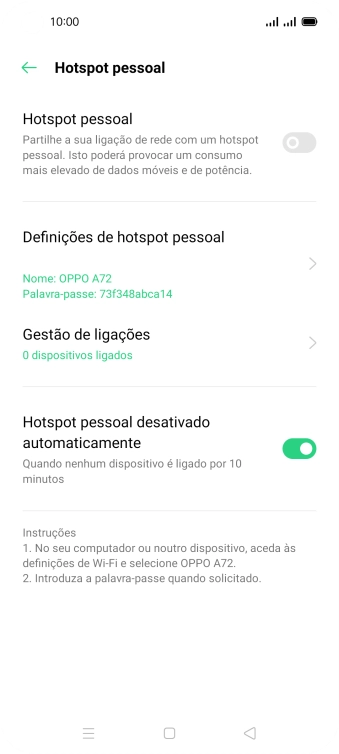Prima Definições de hotspot pessoal.