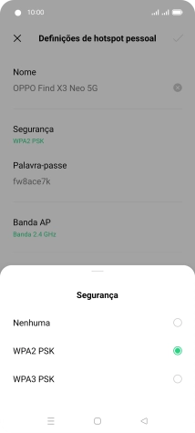 Prima WPA3 PSK para proteger o hotspot Wi-Fi com uma password.