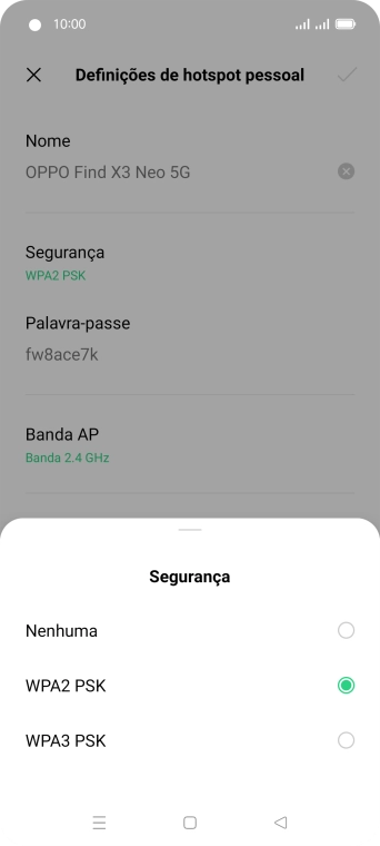 Prima WPA3 PSK para proteger o hotspot Wi-Fi com uma password.