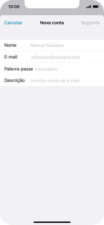 Prima Nome e introduza o nome do remetente pretendido.