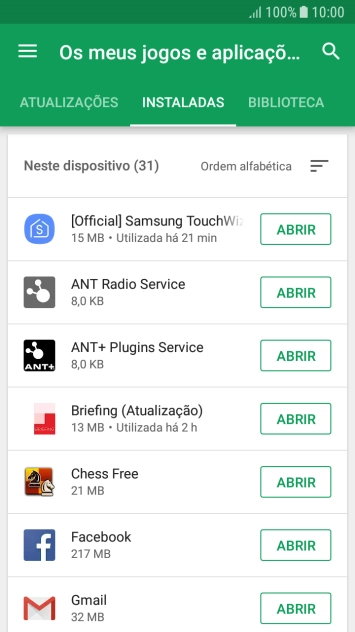 Prima a app pretendida.