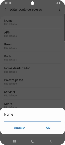 Introduza Vodafone Internet e prima OK.