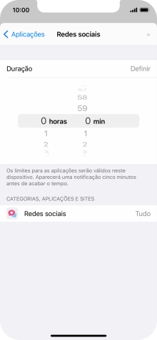 Defina o limite de tempo pretendido para uso da categoria selecionada.