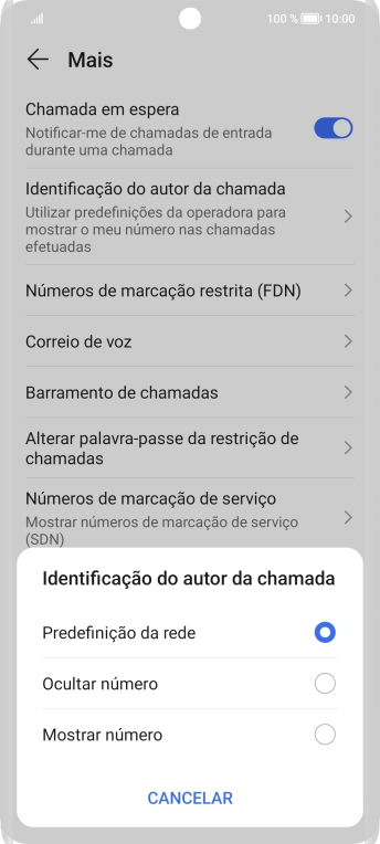 Prima Mostrar número para ativar a visualização do seu número.