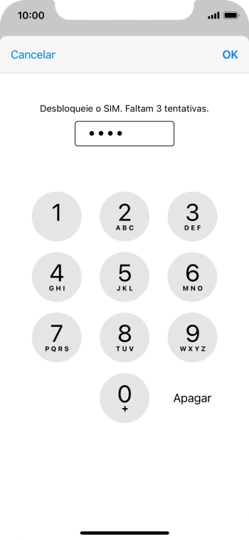 Introduza o seu código PIN e prima OK.