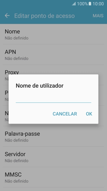 Introduza vodafone e prima OK.