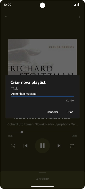 Introduza o nome pretendido para a lista de reprodução e prima Criar.
