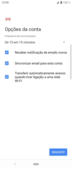 Se o ecrã mostrar esta imagem, a sua conta foi identificada e configurada automaticamente. Siga as indicações no ecrã para introduzir informações adicionais e concluir a configuração.