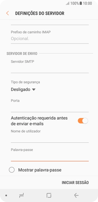 Prima INICIAR SESSÃO.