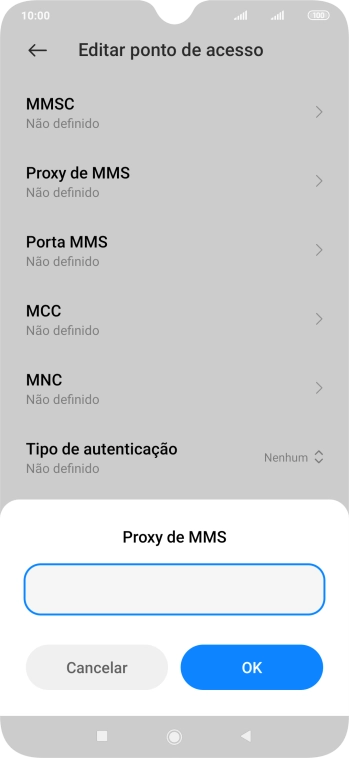 Introduza iproxy.vodafone.pt e prima OK.