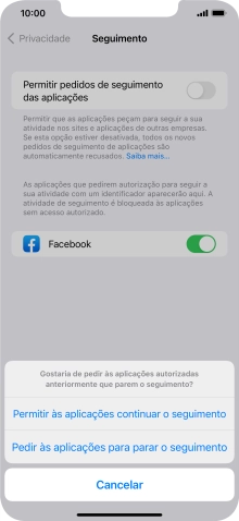 Se desativar a função, prima a definição pretendida.
