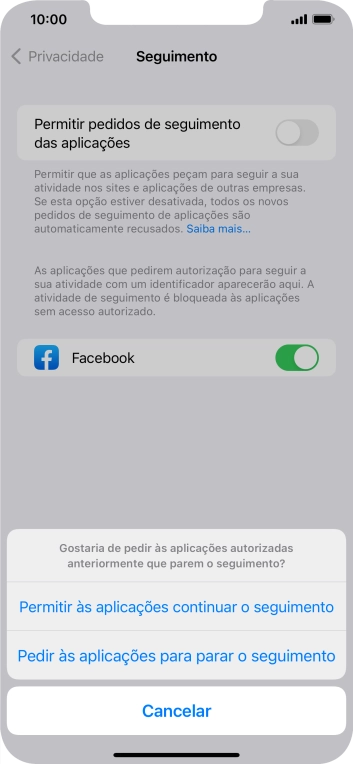 Se desativar a função, prima a definição pretendida.
