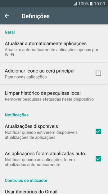 Prima Atualizar automaticamente aplicações.