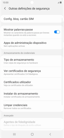 Prima Config. bloq. cartão SIM.