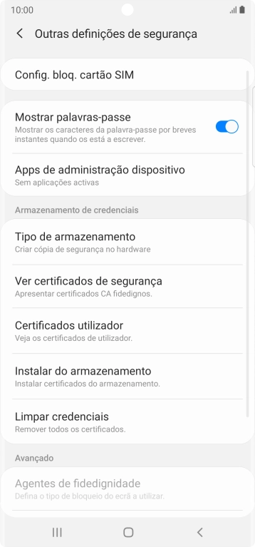 Prima Config. bloq. cartão SIM.