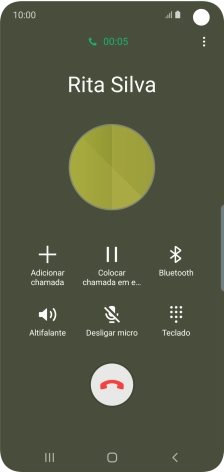 Prima o ícone para terminar a chamada.