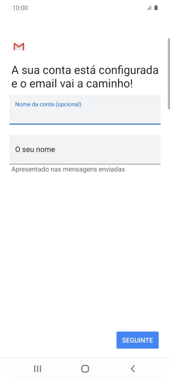 Prima O seu nome e introduza o nome do remetente pretendido.