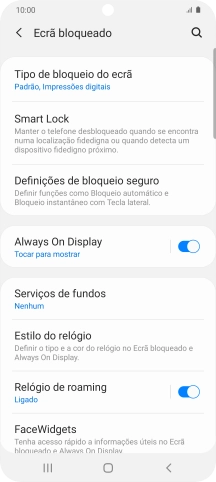 Prima Tipo de bloqueio do ecrã e introduza o código adicional de bloqueio do telefone que criou anteriormente.